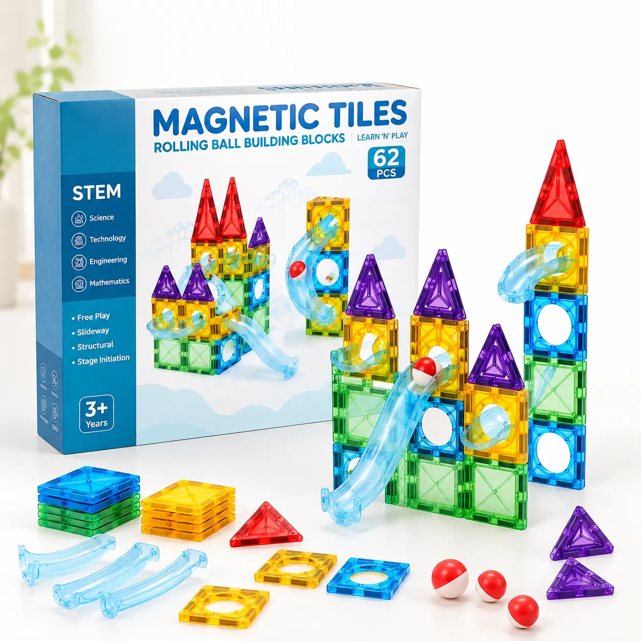 Magnetic Builder Set – 62 PCS